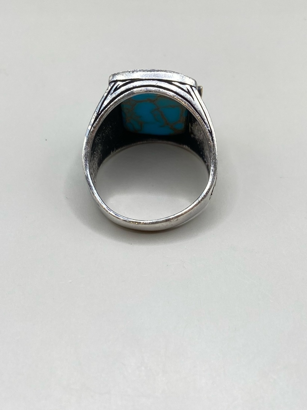 Sterling Silver Mens' Turquoise Eagle Ring - Picture 6 of 11